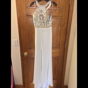 Rachel Allan white and gold dress  size 8